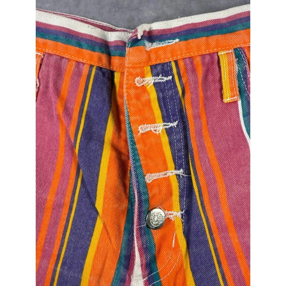 Vintage 80s 90s Fine Jeanswear Women's XL Rainbow Striped Bermuda Shorts USA